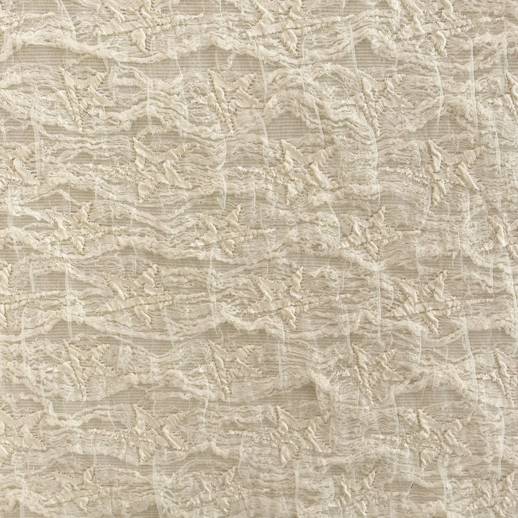 (Remnant) Distressed Star Applique - Wrinkled Tulle on Knit - Ivory - 1.2m (Blue mark)