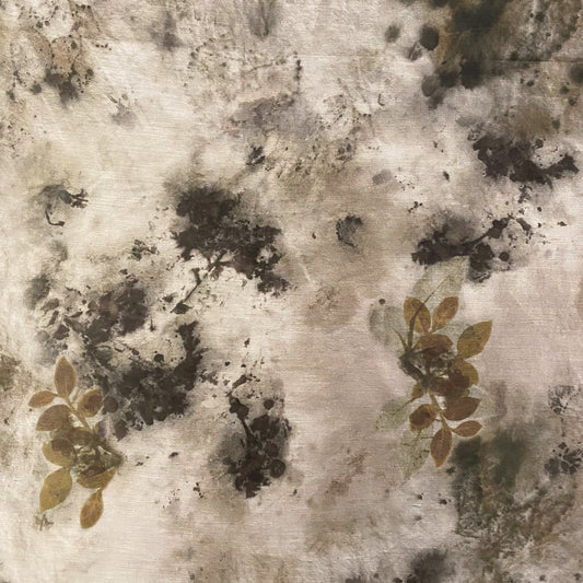 Botanical Digital Ecoprint Cotton Blend Voile - Smoke / Dark Grey