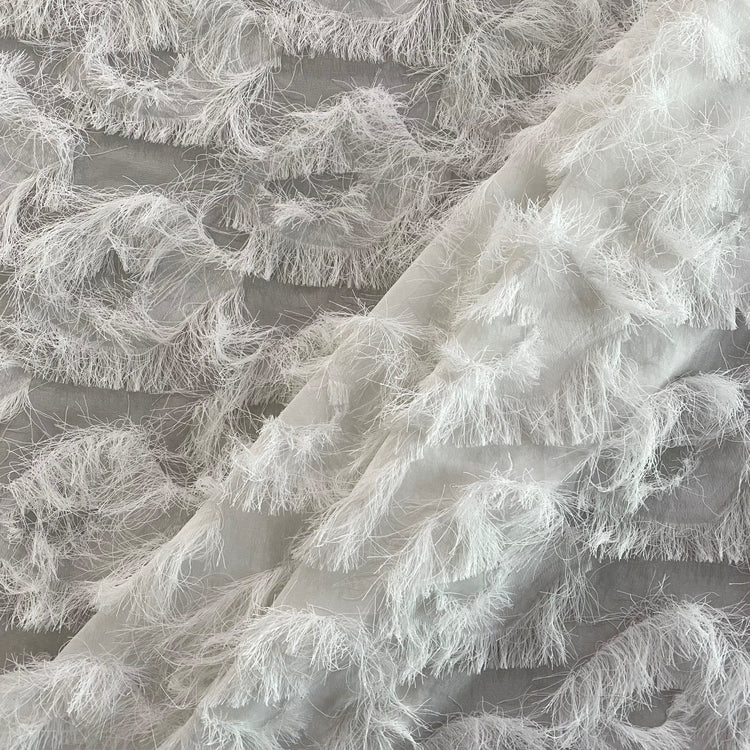 Peacock Fringed Motif Gauze - White