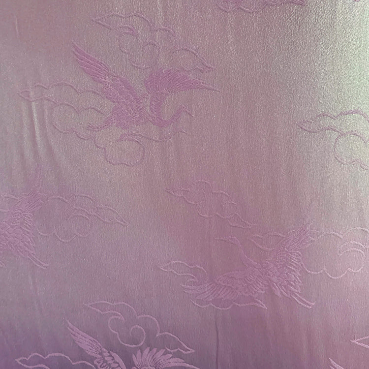 Satin Crane Motif Damask Jacquard - Lavender