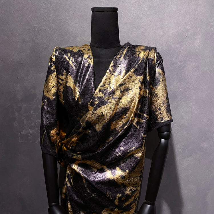 Antiqued Abstract Metallic Foil - Black/Gold