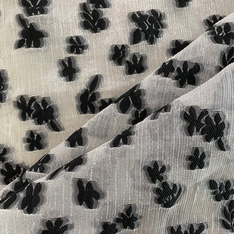 Loose Weave Floral Jacquard - Black / White