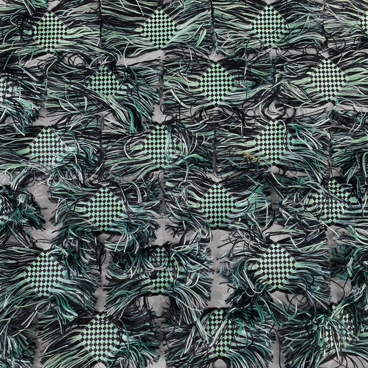 Fringed Checkerboard Drill - Sea Green/Black