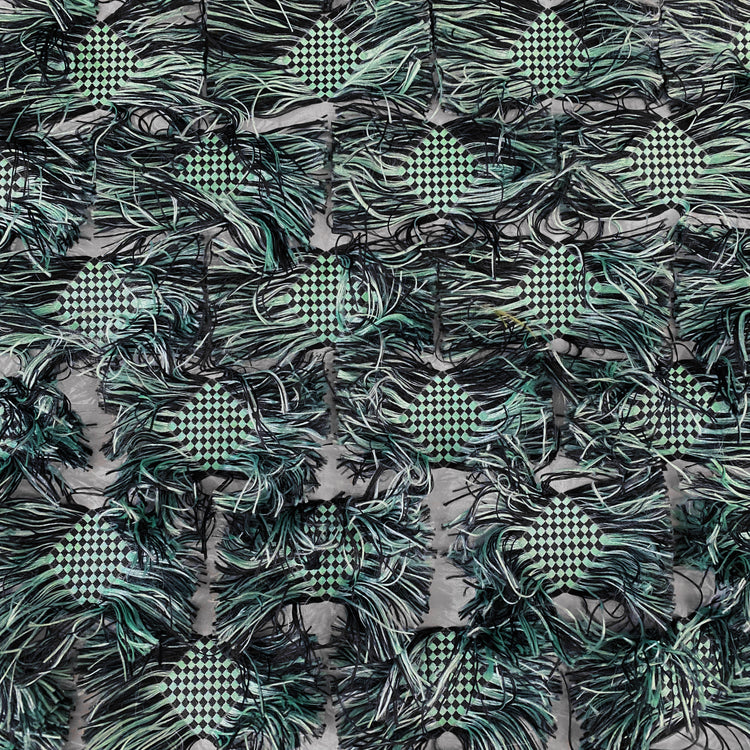Fringed Checkerboard Drill - Sea Green/Black