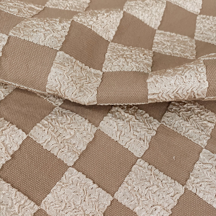 (Remnant) Stretch Chequered Double Weave - Brown - 65cm