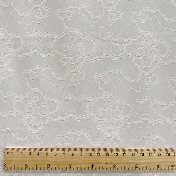 Eastern Clouds Silk Blend Satin Damask - White