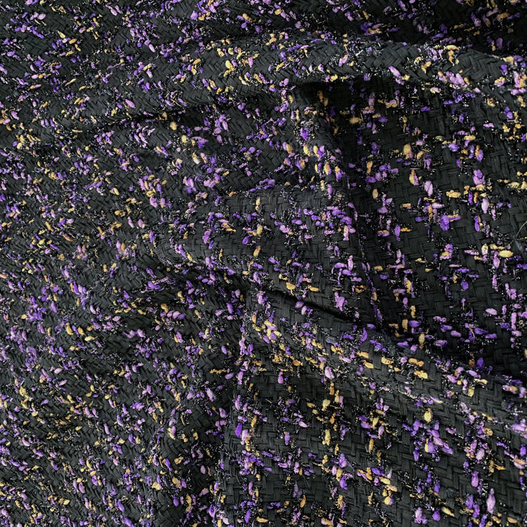 Stranded Ribbon Lace Houndstooth Tweed - Black / Purple / Orange