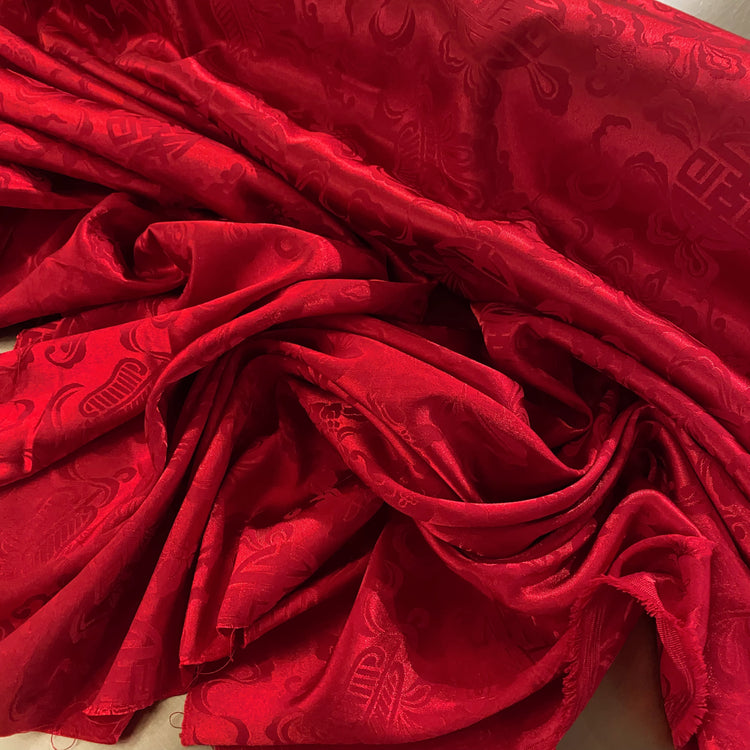 Feng Shui Satin Damask - Crimson