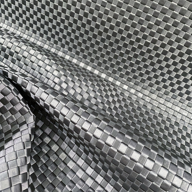 Satin Steel Checkerboard Basket Weave - Silver