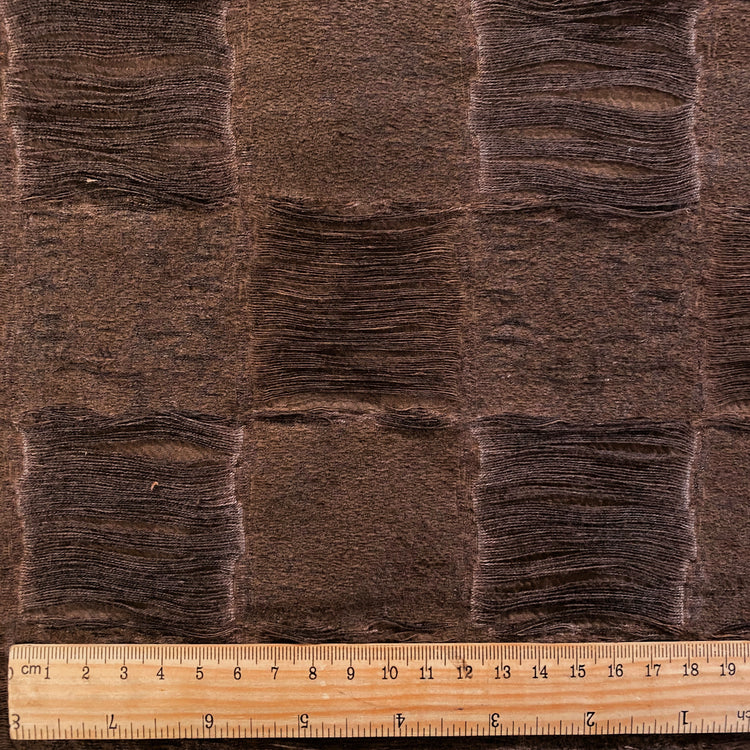 Checkerboard Yarn Float Linen Cotton Blend - Saddle Brown