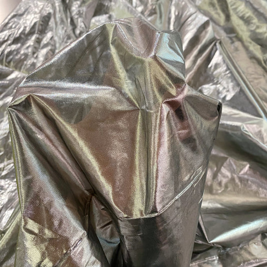 Metallic Foil Tissue Organza - Silver / Black