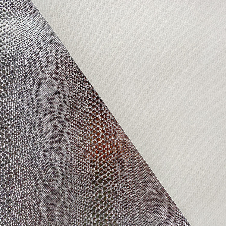 Foiled Snake Faux Leather - Fine Pattern - Silver