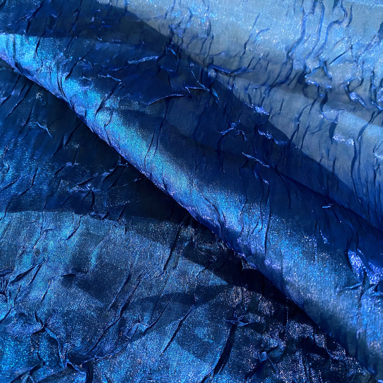 Metallic Creased Satin - Royal Blue