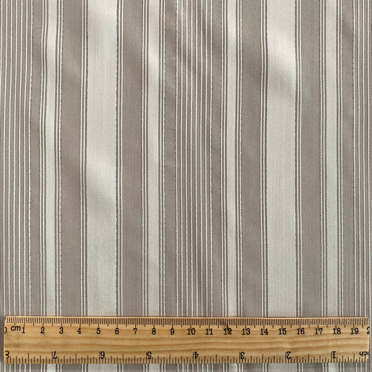 Metallic Chalkstripe Satin/Sheer - White/Silver