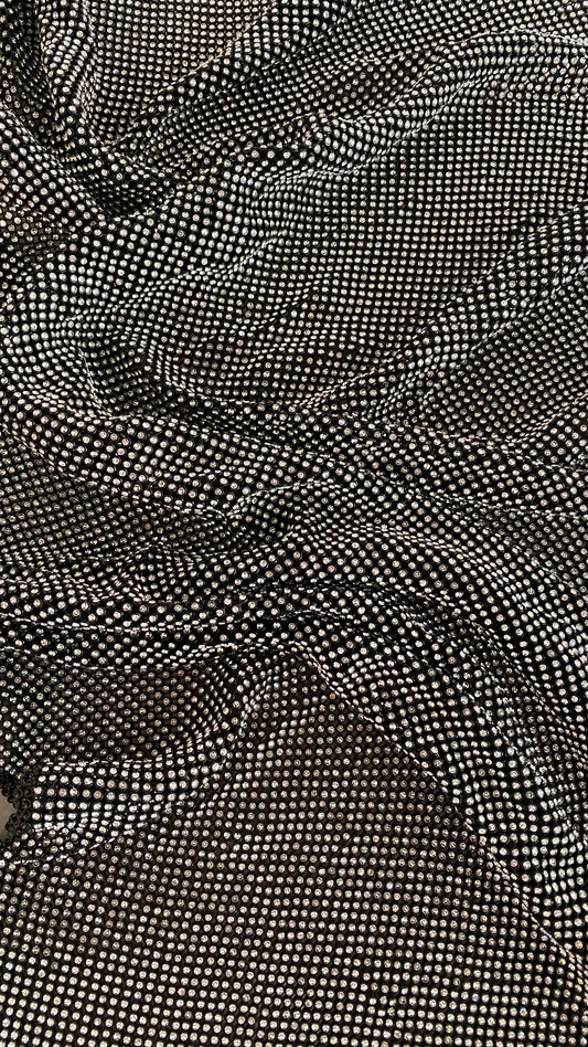 Rhinestone Mesh - Black/Clear Gems