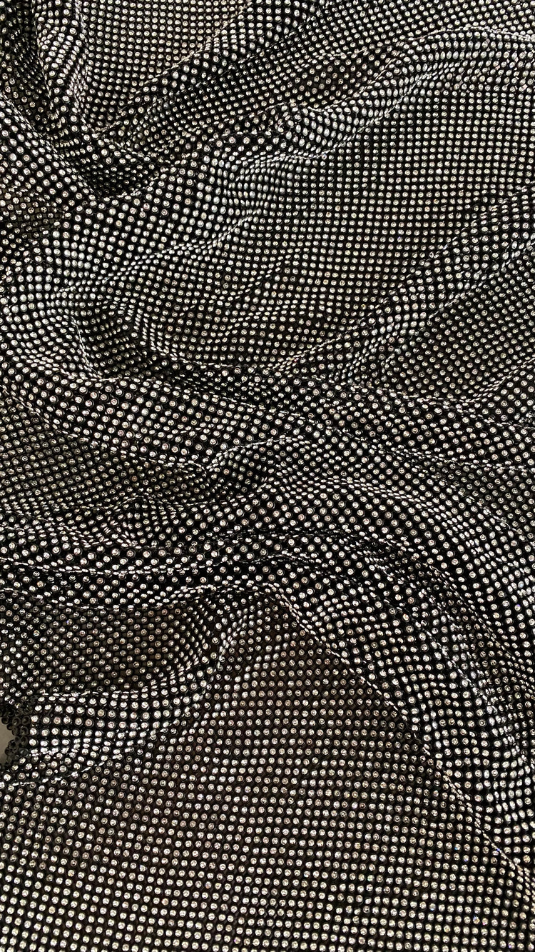 Rhinestone Mesh - Black/Clear Gems