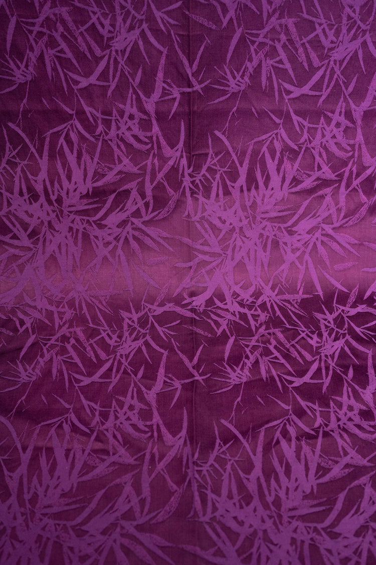 Bamboo Leaves Silk/Cotton Damask - Purple