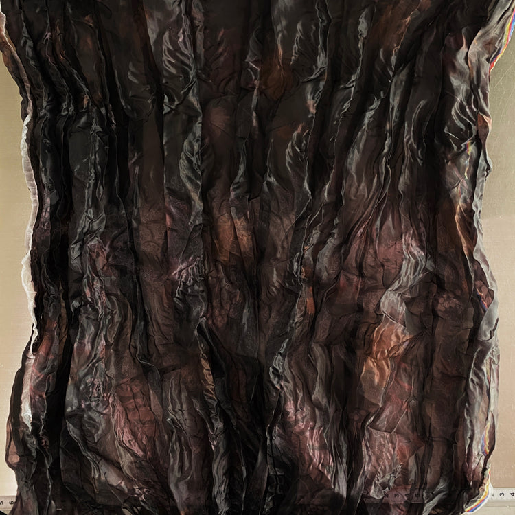 Botanical Crushed Pleated Organza - Dark Umber