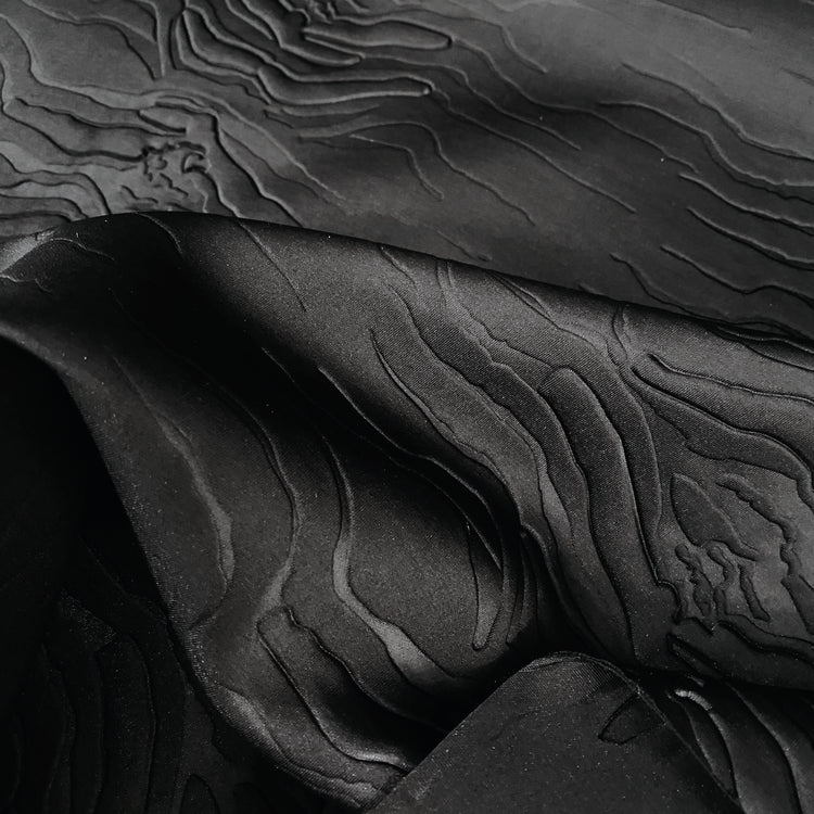 Embossed Tiger Stripe Double Knit - Black