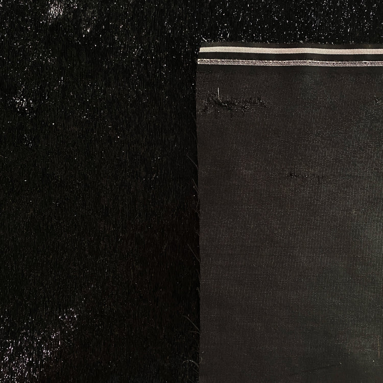 Brushed Metallic Long-pile Velvet - Black
