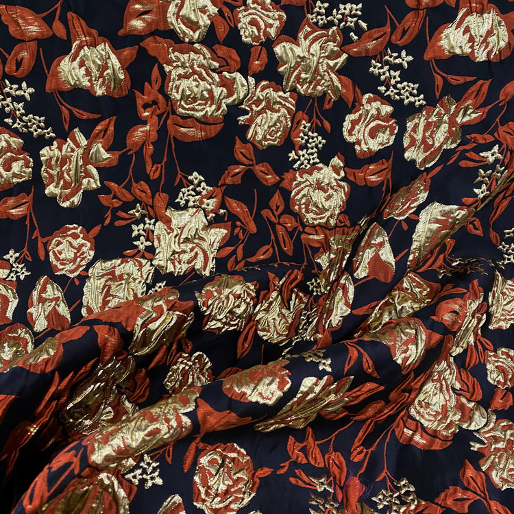Ornate Rose Brocade - Metallic - Gold/Dark Orange