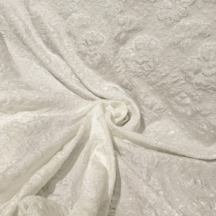 Floral Crinkle Double Weave - White/Silver