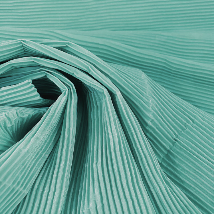 (Remnant) Accordion-Pleated Taffeta - Mid-Turquoise - 1.90m