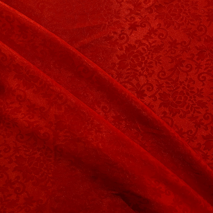Climbing Floral Satin Damask - Red