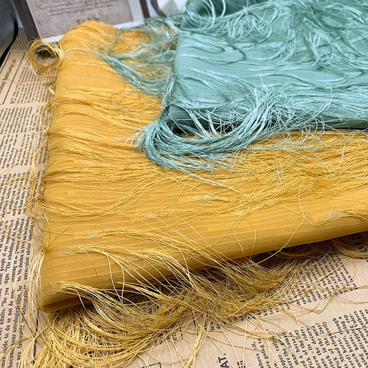 Dobby Long-Fringed Plain Weave - Yellow