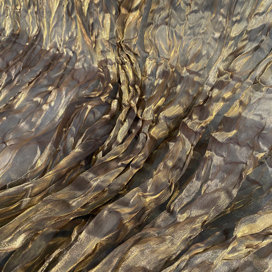 Sheer Crinkled Shot Twill - Gold/Navy