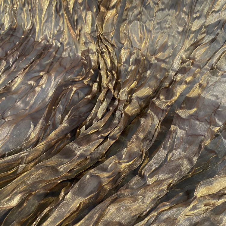 Sheer Crinkled Shot Twill - Gold/Navy