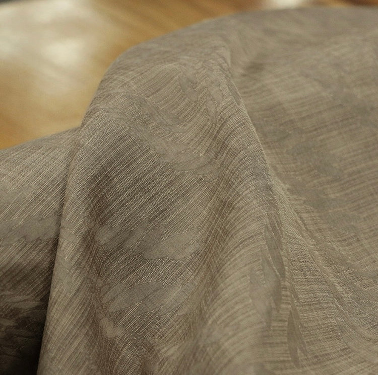 Leaf Spray Chambray Damask - Dark Saddle Brown