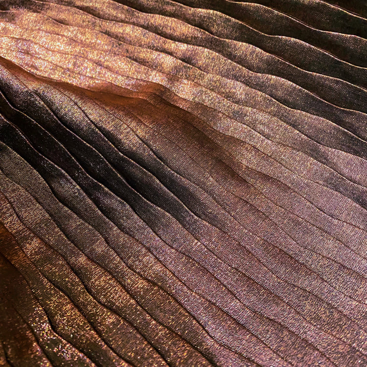 Metallic Wavy Plisse Twill - Bronze