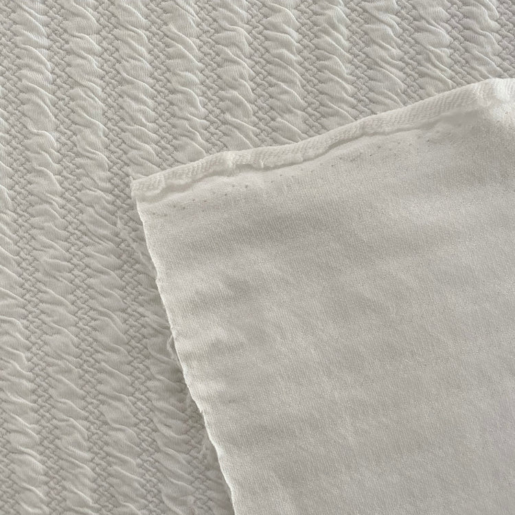 Zig-Zag Shirred Double Jersey - White
