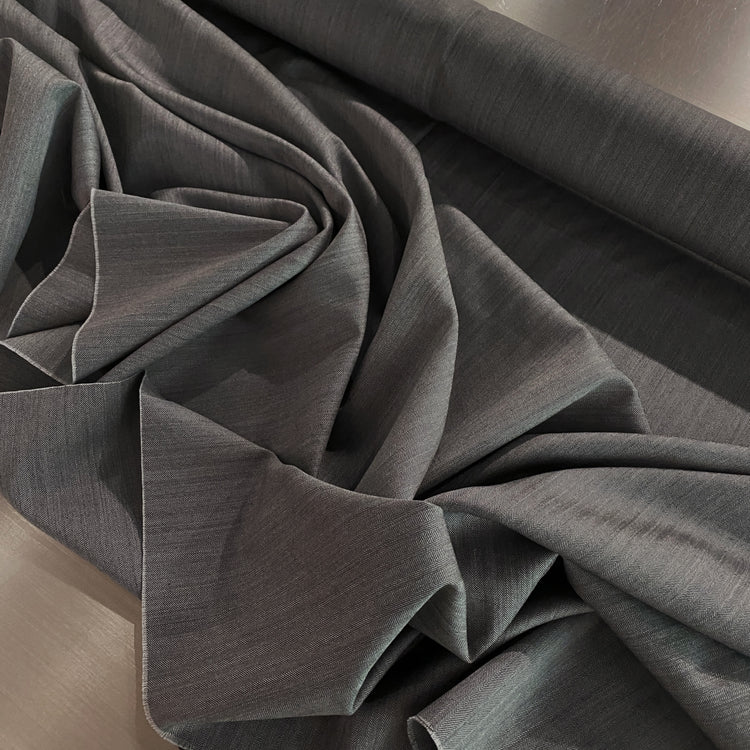 Australian Merino Worsted Wool Gabardine - Herringbone - Dark Grey