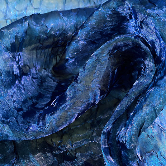 Metallic Creased Satin - Royal Blue