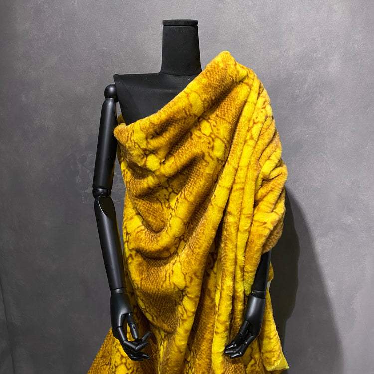 Snakeskin Faux Fur - Yellow / Brown