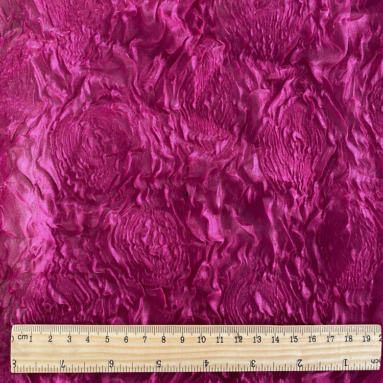 Textured Droplet Ripple Plisse Organza - Red Violet