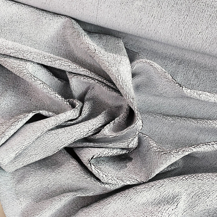 Cracked Paint Stretch Velvet - Pale Powder Blue