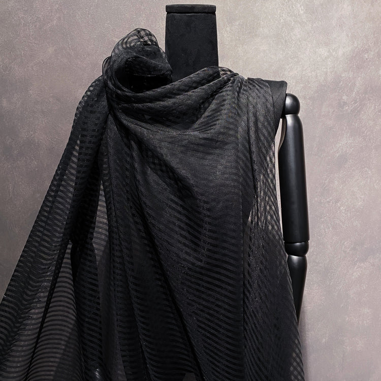 Striped Open-Weave Mesh - Black