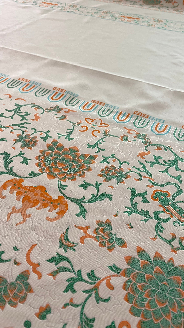 Eastern Garden Brocade - Panelled Repeat - Cornsilk
