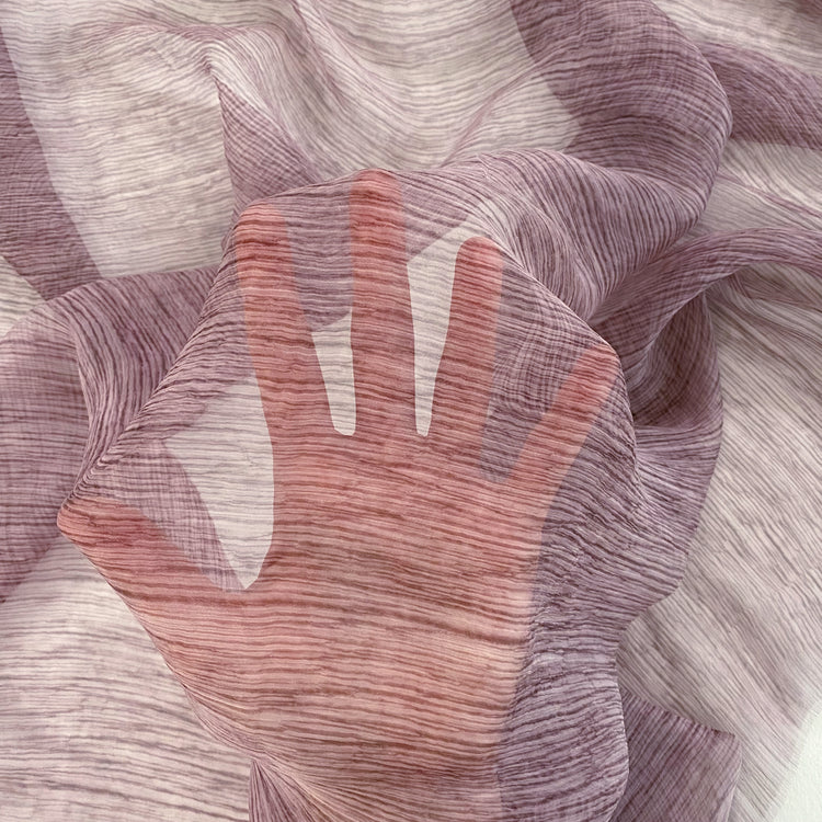 Crinkled Sheer Silk Chiffon - Mulberry Tonal