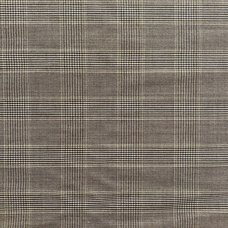 Australian Merino Worsted Wool Gabardine - Glen Plaid - Black / White / Blue