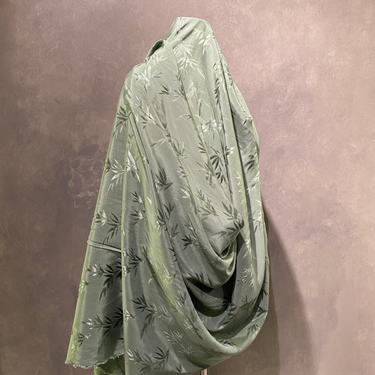 Bamboo Leaves Viscose Damask - Sage Green