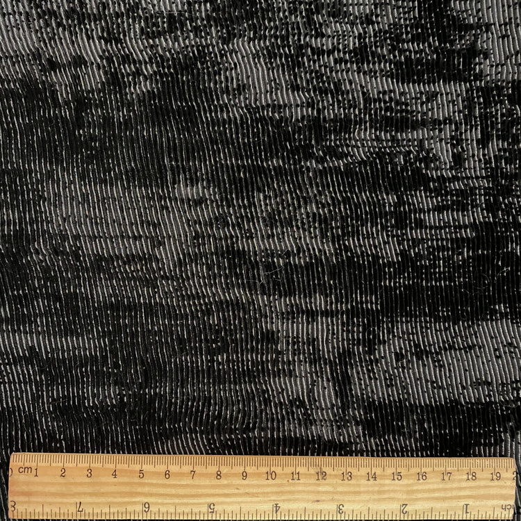 Burnout Velvet-Faced Plisse Organza- Grey/Black