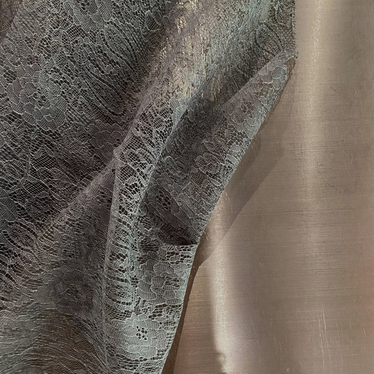 Stiffened Paisley Floral Lace - Medium Grey