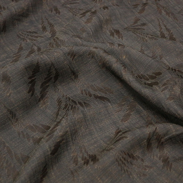 Leaf Spray Chambray Damask - Dark Saddle Brown