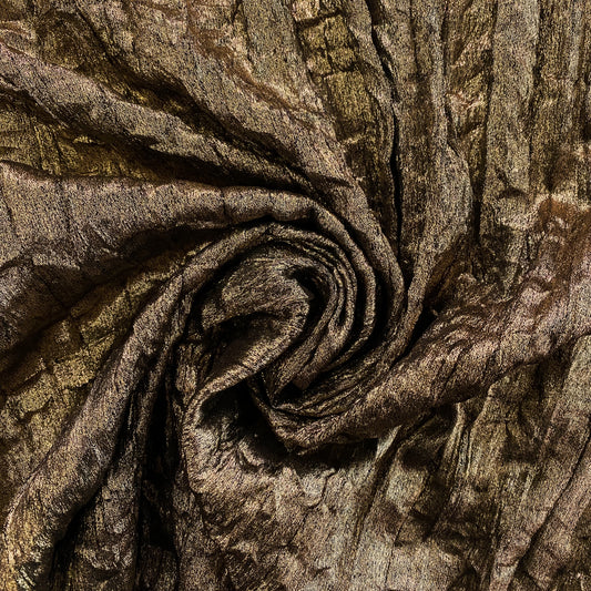 Metallic Coated Plisse Satin - Gold / Black