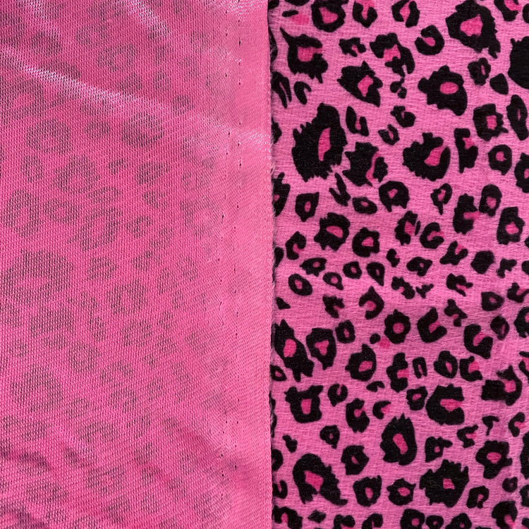Leopard Print Velour - Hot Pink/ Black