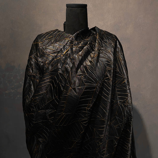 Tarnished Tangram Plisse Satin - Black / Gold